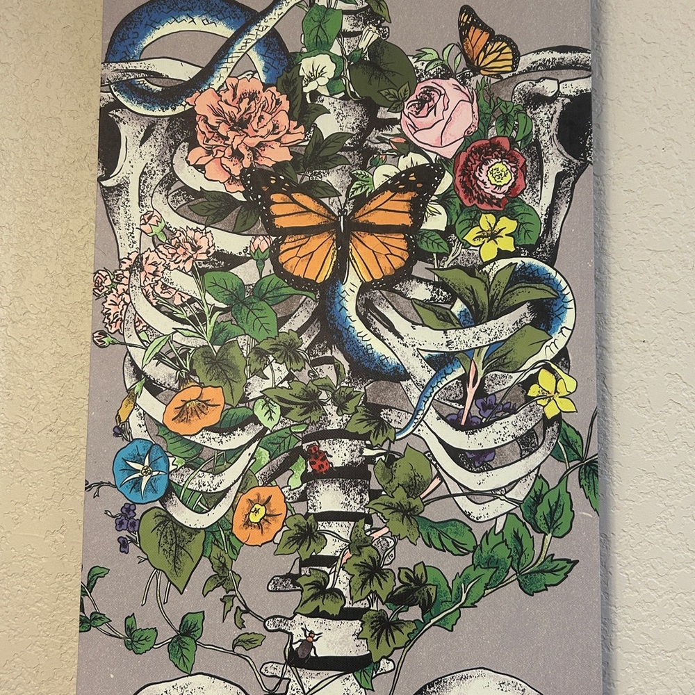Floral Skeleton Canvas Wall Decor